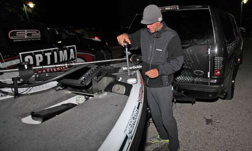 Aaron Martens gets his boat ready for take-off.