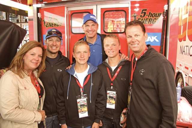 <p>The VanDam family with Truex and Bowyer.</p>
