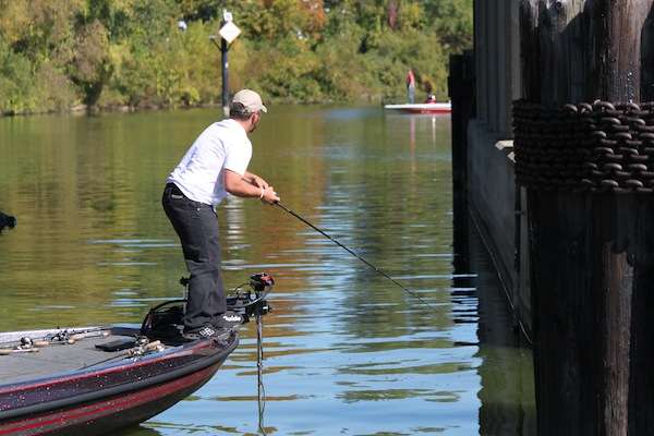 Barr works his crankbait while EWU teammate, Jared Walker, looks on in the distance. 