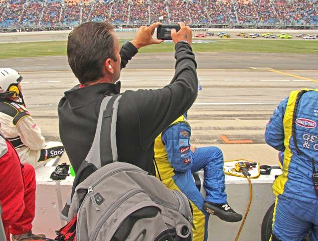 A hard-core fan of NASCAR, Kevin took time to capture race action on his cell phone to preserve memories of a great weekend at Chicagoland Speedway.