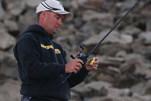 Terry Butcher fishes the final day of the Bass Pro Shops Central Open #2 on the Arkansas River in Muskogee, Okla.