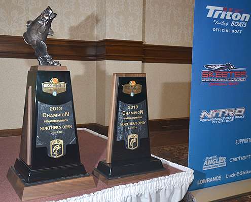Someday I hope to earn one of these Bassmaster Open trophies, preferably, the one on the left.