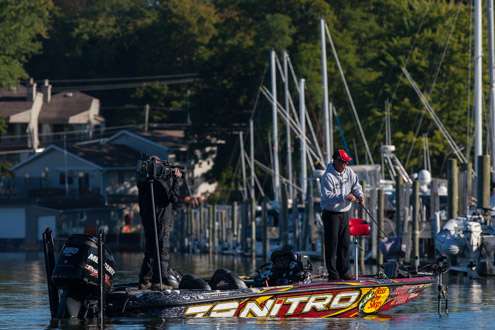 Kevin VanDam works his bait around structure as the Camera following his every move.