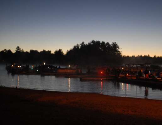 It was dark but picturesque this morning at the first launch of the Eastern Divisional at Point Sebago Resort.
