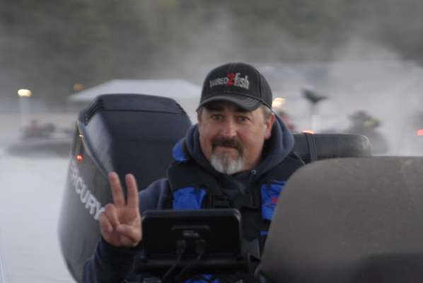 Patrick Hannon of Massachusetts salutes the camera.