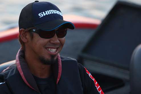 Ken Iyobe smiles big on Day One of the Bass Pro Shops Central Open #2.