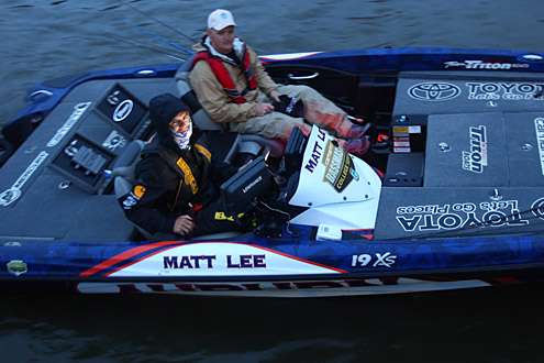 2012 College Series champion Matt Lee brought 4 fish across the scales on Day One for a total weight of 8 pounds 6 ounces.