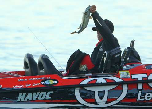Iaconelli gives the on the water spectators a better look at his fish.