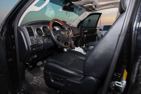 Le Ann was the last driver as you can see the seat is up close. Gerald likes to ride shotgun after a long day on the water.