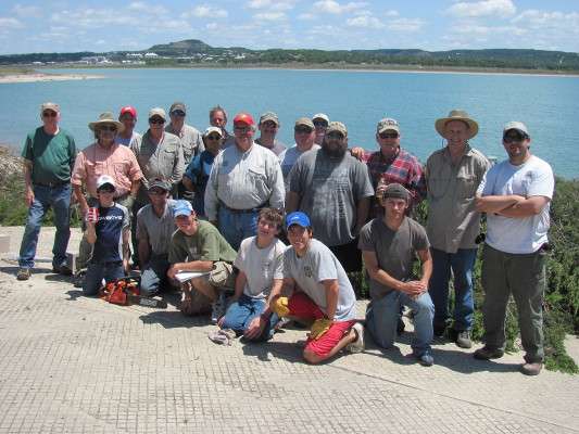 The Canyon Bass Club of San Marcos joined with other groups in spring 2013 to continue improving fish habitat at Canyon Lake in Canyon, Texas.