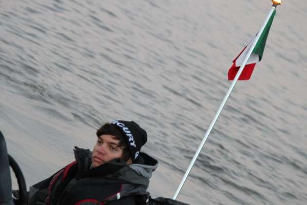 Juan Ro Chagollan Jr. sports the Mexican flag on his boat.