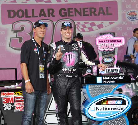 <p>Aaron congratulates Kyle Busch, winner of the Dollar General 300 Nationwide Series race.<br />
	Nationwide is the exclusive auto, home and powersports insurance carrier of choice for Bassmaster.<br />
	You can receive special discounts on insurance just for being a B.A.S.S. member. <a href=