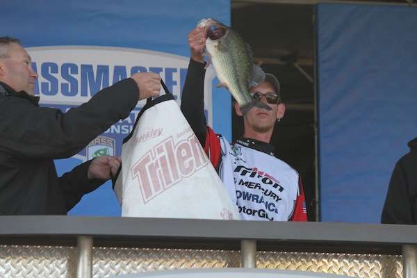 Jason Vaughn brought in the Carhartt Big Bass of the day, weighing 5-1. Vaughn sits in 16th overall with 18-12. 