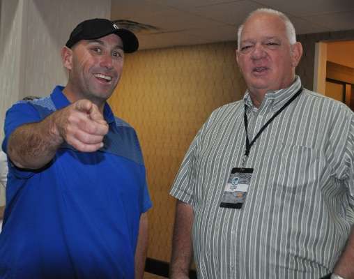 Dave Mercer, Bassmaster emcee, and Al Evans, Ohio B.A.S.S. Nation president, posed for a photo at the end of the evening.