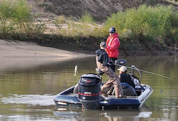 Heâll have to break out the board to see if this one makes 14 inches, which is the minimum legal length for largemouth bass on the Arkansas River.