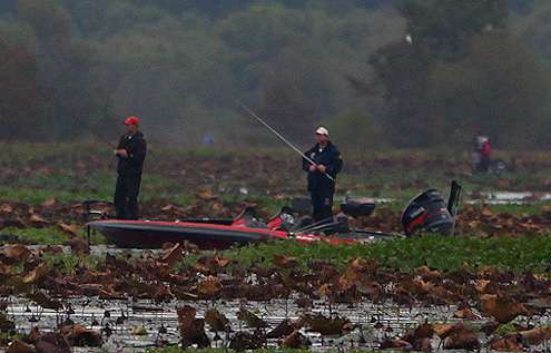 Some anglers made their way deep into the lily pads. 