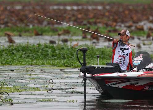 Dyer said he had a couple fish on early, but getting them out of the pads was a formidable chore. 