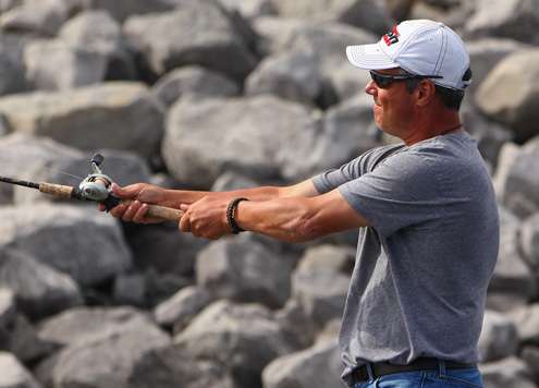 Eisenmann was using a variety of baits to fish a long rip rap wall.