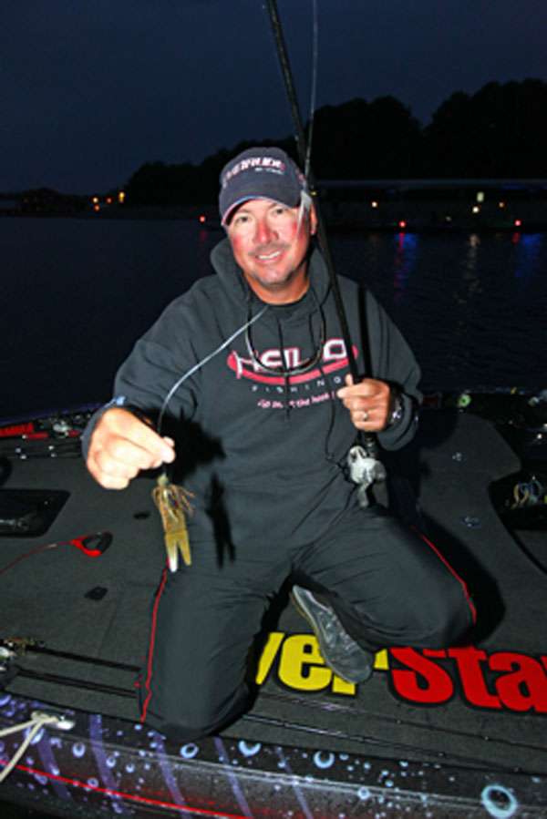 Leader Randall Tharp reveals his bait for the day. 