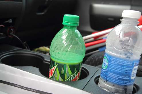 Mountain Dew and water for the long ride ahead. 