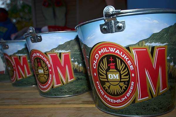 Old Milwaukee ice buckets were available to keep beer cold.