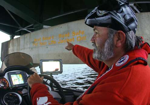 <p>The Man-Squatch continues his relentless pursuit of the best bass pros on the water but always has time for safety. This under-bridge billboard says, "Boat Smart | Boat Safe, Put Your Lifejacket On!" </p>
