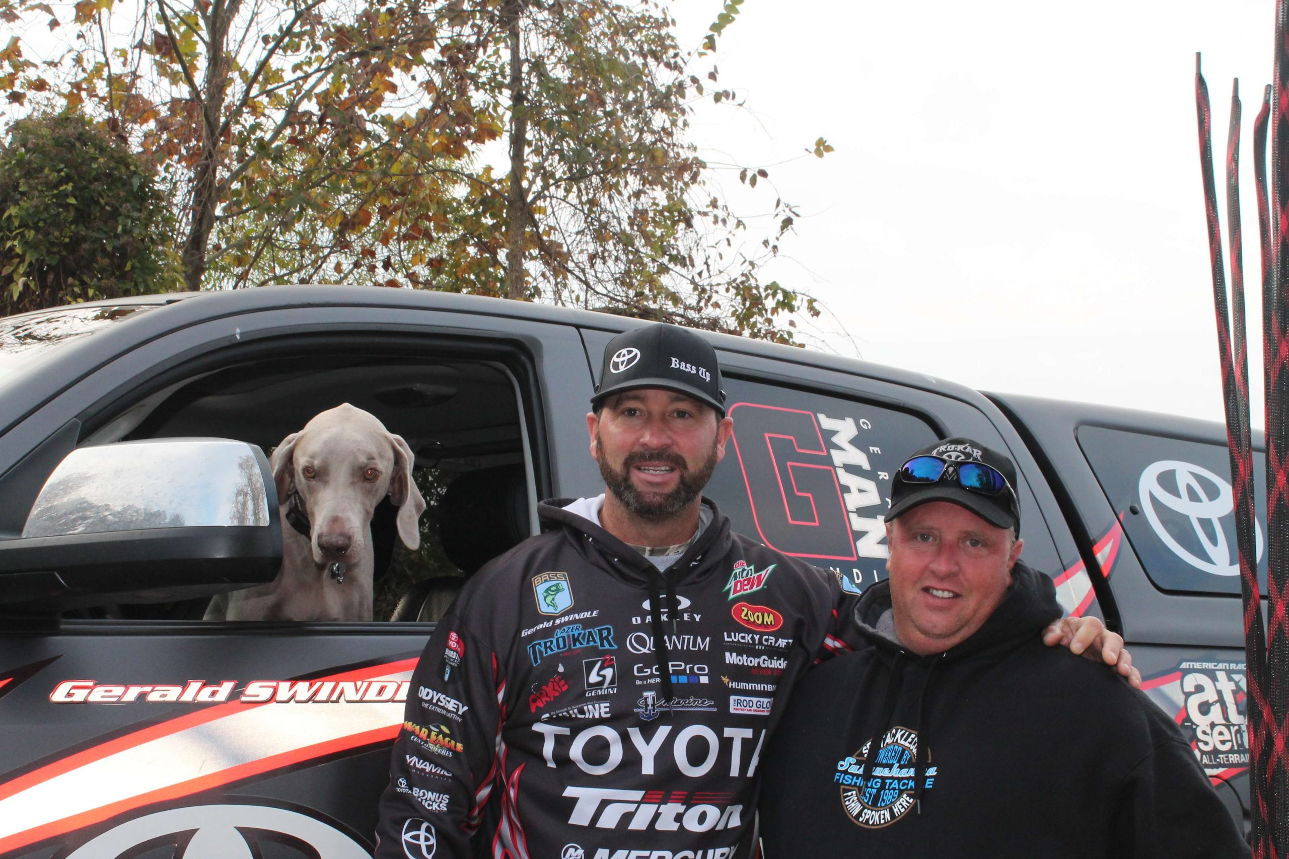 Gerald's dog Myrick was on hand to meet Kenny Wiley, the lucky winner who got to spend the day with G-Man.