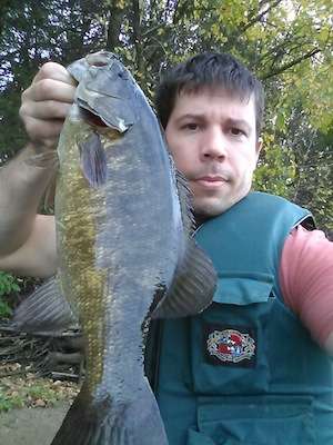 Joe Vanesse used a KVD 1.5 Square Bill in Sexy Shad to catch this bass in October from the Mississippi River in Clearwater, Minn.