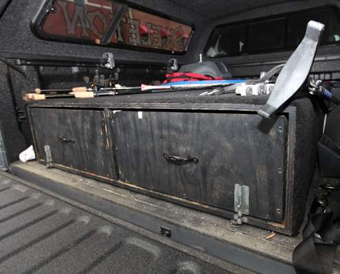 <p>The rods sit atop a plywood shelving system that fits in the back of the truck.</p> 