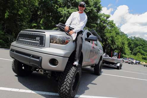 <p>Myers is on top of the world with his custom Toyota Tundra.</p> 
