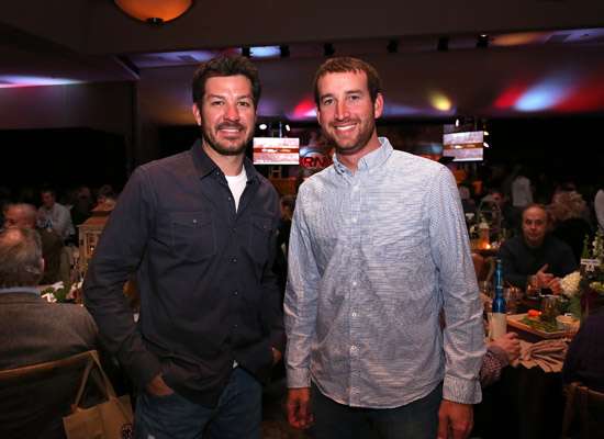 NASCAR driver Martin Truex Jr. (left) and Bassmaster Elite Series pro Ott DeFoe (right) were among the high-profile guests at Friday's dinner.