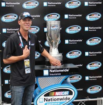 Aaron also visited a NASCAR event and tried to steal the trophy. 