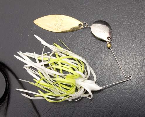 <p>The low profile of a 1/4-ounce Humdinger spinnerbait is just the thing for pond bass, claims Poche.</p>
