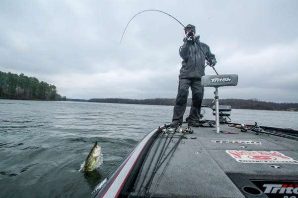 12:32 p.m. VanDam swings aboard his fifth keeper of the day, a 4-pound, 4-ounce largemouth.