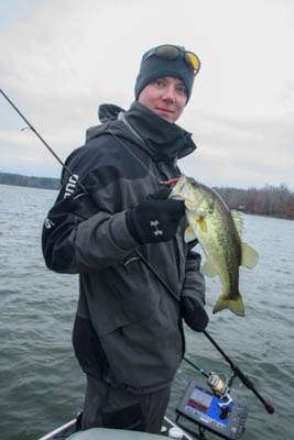 10:24 a.m. VanDam catches his second keeper of the day, 1 pound, 4 ounces, off a long, brushy point on a shaky head worm.
