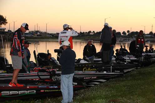 Anglers stage before the final take-off on Lake Okeechobee. 