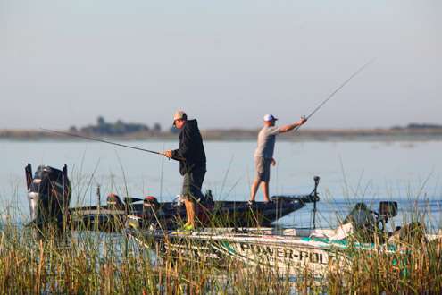 Arney Lane and Russ Lane were fishing close to one another early on Day One.