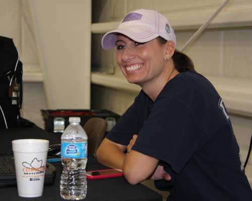 You can't have registration without someone doing the registering. This is B.A.S.S. tournament specialist Lisa Talmadge, who greets each angler with ruthless efficiency and a smile.