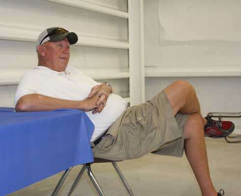 Oklahoma Elite pro Dave Smith takes a moment to relax and unwind after the practice period ends and before the official registration meeting begins. Anglers will fish all on their own â no marshals â for the first two days of the Wild Card.