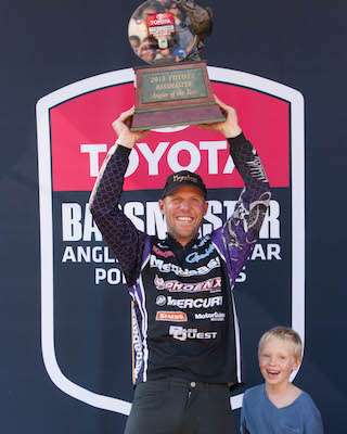 Aaron once again did not win (or even finish!) the event, but his 12th place was enough to declare him the Toyota Bassmaster Angler of the Year. 