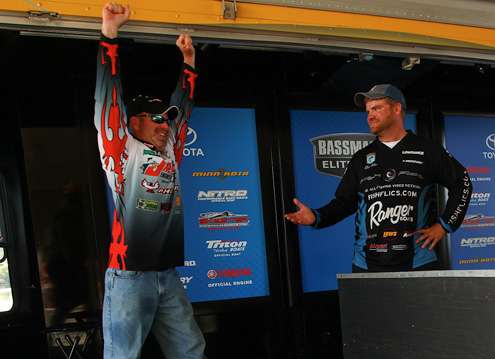Baker (right) didn't have quite the experience on Okeechobee he'd had the first two days, weighing 10-10. Morgenthaler weighed 20-12 on Day Three to cinch the title.