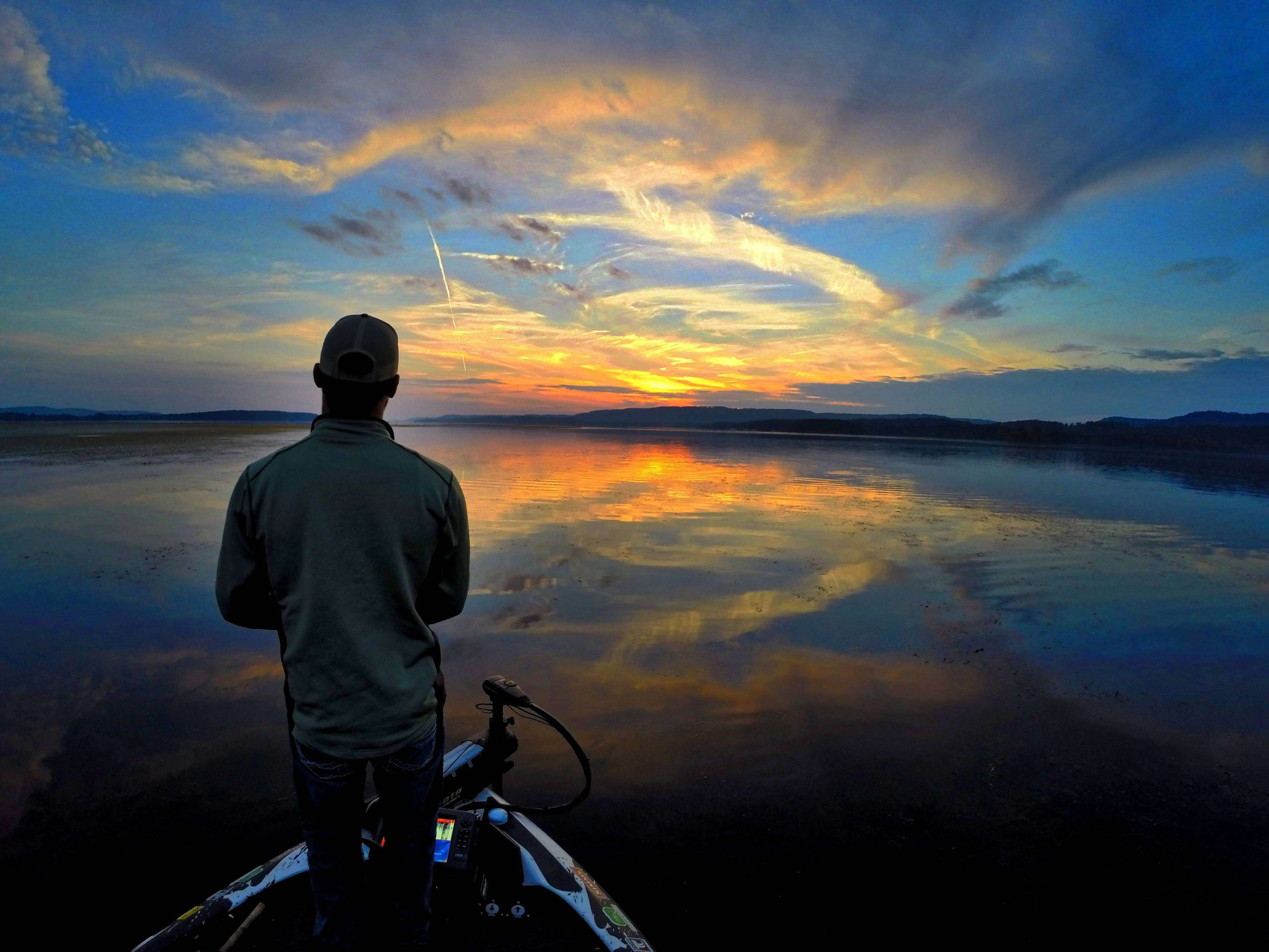 Palaniuk captured this photo on his GoPro camera as the sun was setting during a pre-practice day at Lake Guntersville. He entitled this picture, 