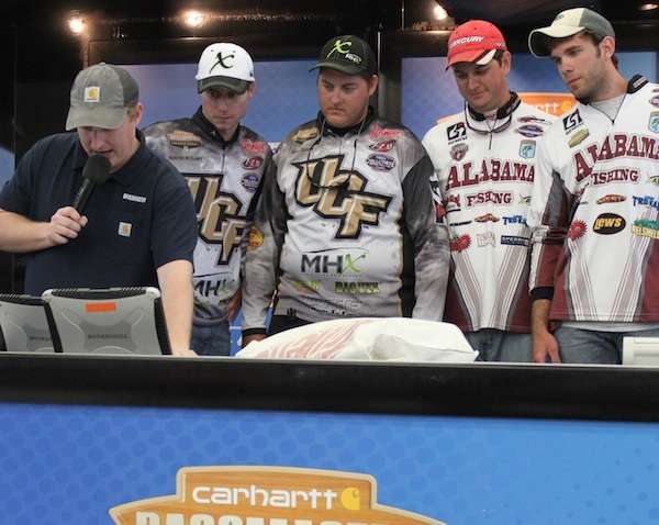 Day One leaders from UCF put their fish on the scales. 