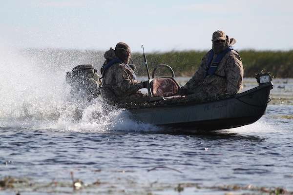 A duck hunter stays off the big water, a good idea today.