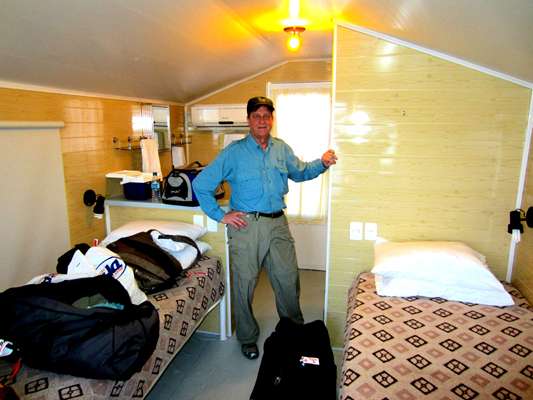 <p>Jack Odle moves into his home for the week. The floating suites, built on pontoons, are surprisingly comfortable, featuring two beds, a hot shower, air conditioning and a lounging deck at the stern. </p>
