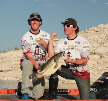 <p>9. The Amistad "monster"</p>
<p>Jesse and Tyler Scarafiotti of New Mexico State University were happy to show off this 11-pound, 11-ounce lunker that they caught during the 2013 Carhartt Bassmaster College Series Central Regional on Texas' famed Amistad Reservoir in March. It became the all-time record for a single bass caught in the 2013 Carhartt Bassmaster College Series.</p>
