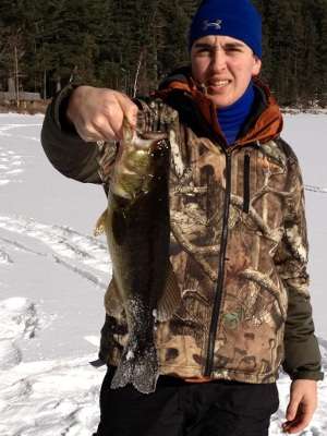 <p>This bass was Kory's first through the ice.</p>
