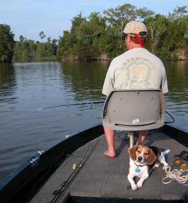 <p>"This is my fishing buddy, Kevin McDonald, and his dog, Willie," said Mike Belue. "The picture is on Santee Cooper. Willie loved going fishing and was great to have on the boat. Sadly, Willie passed away Dec. 21, and fishing just won't be the same. Great memories, though."</p>
