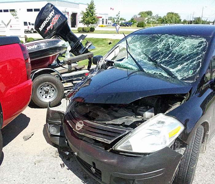 This is what happens when you drive distracted. Fortunately, no one was hurt.