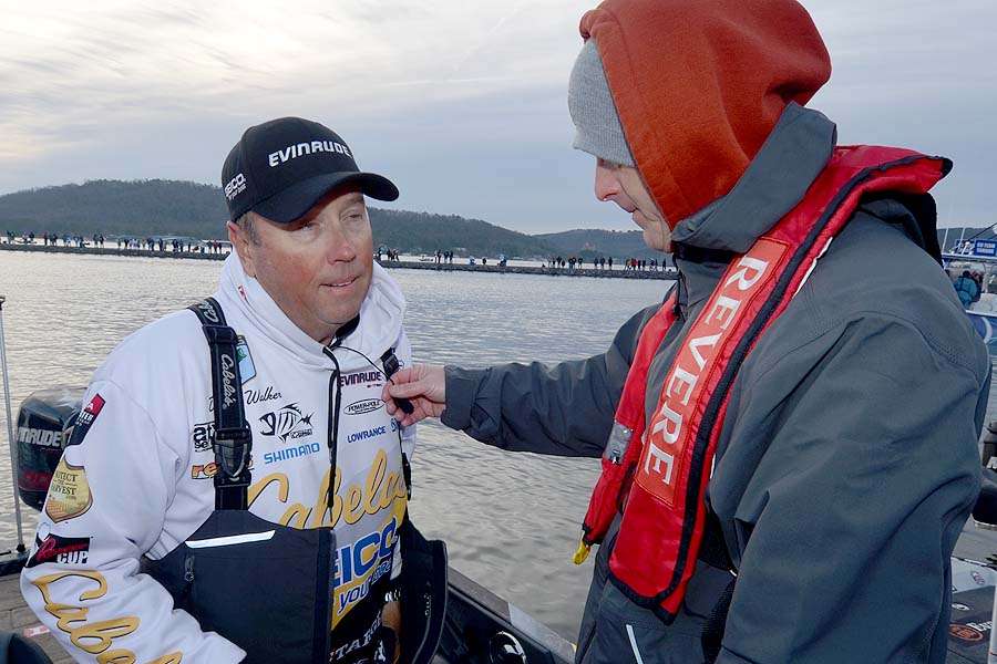 When you sack over 24 pounds of bass on day one of the Classic, as David Walker did, you go out the second day with a cameraman and wearing a microphone.